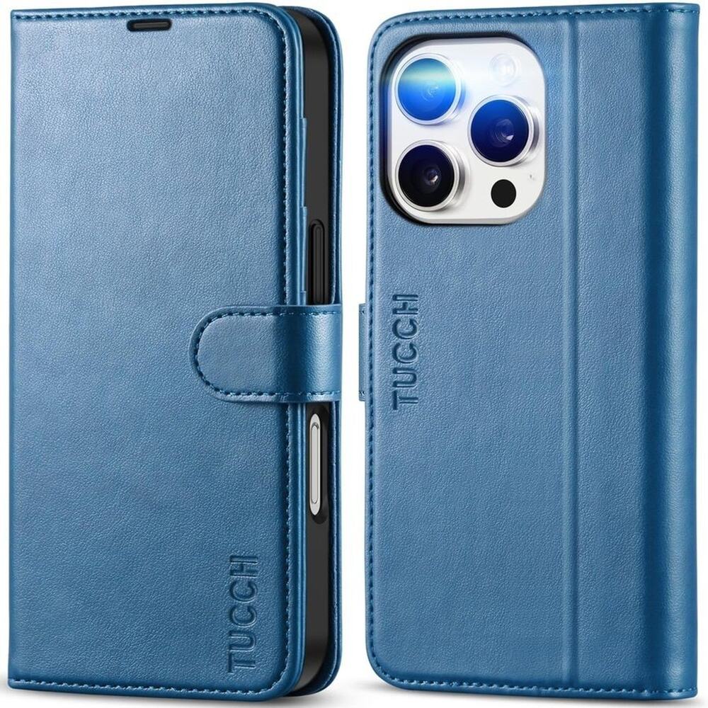 TUCCH Wallet Case for iPhone 16 Pro 4 Card Slots PU Leather Magnet Flip